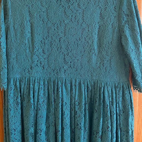Dainty Jewells Graceful in Lace Jade Modest Dark Green Lace Fit and Flare Dress - Picture 11 of 13